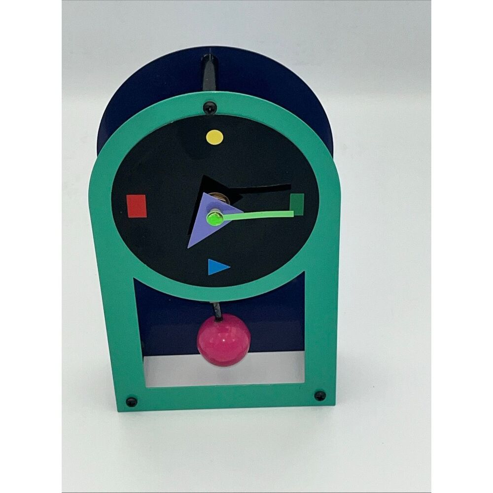 Awesome Memphis Era Swing Quartz Mantle Clock Excellent Condition